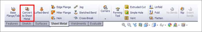 Sheet metal conversion in SolidWorks