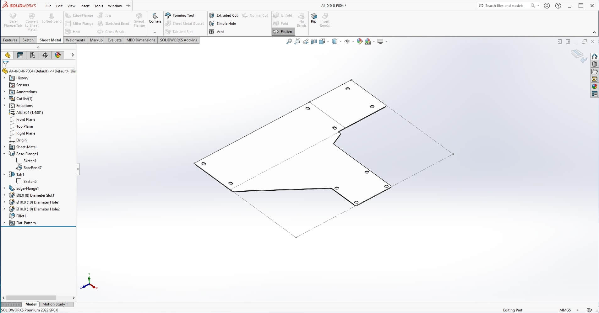 Sheet metal flat pattern in SolidWorks